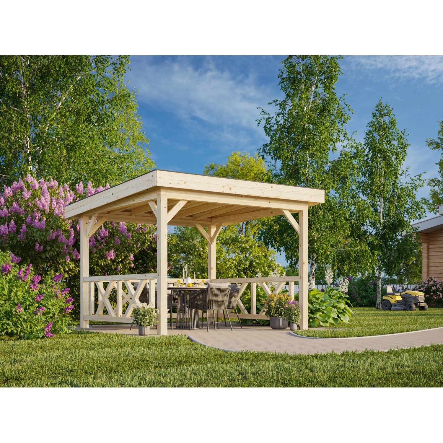 Palmako Pavillon Lenna Set 301 Transparent Tauchgrundiert 300 cm x 300 cm FSC®