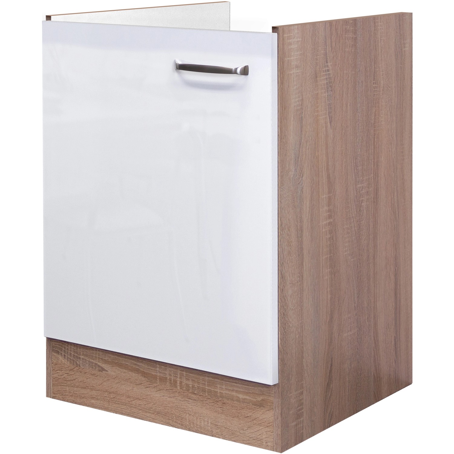 Flex-Well Exclusiv Spülenunterschrank Valero 50cm Hochglanz Weiß-Sonoma Eiche