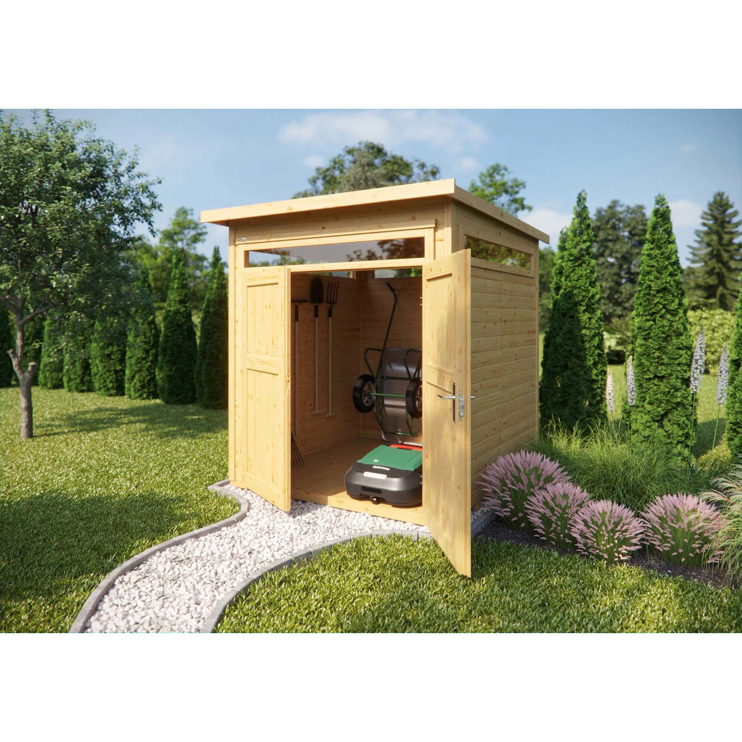 Weka Holz-Gartenhaus Gartenhaus 265 Flachdach Unbehandelt 161 cm