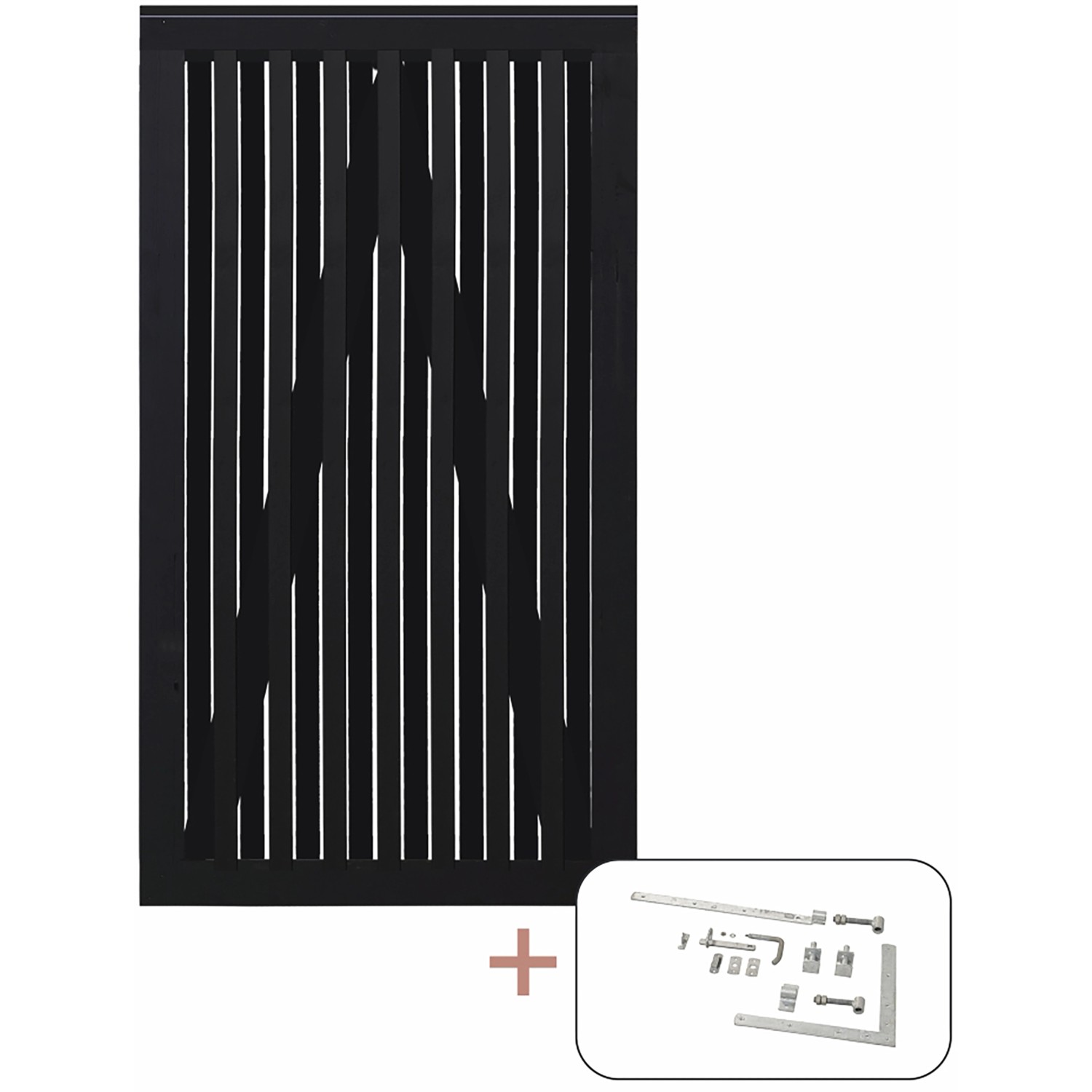 Plus Holz Einzeltor Nagano Nadelholz Schwarz 100 cm x 180 cm