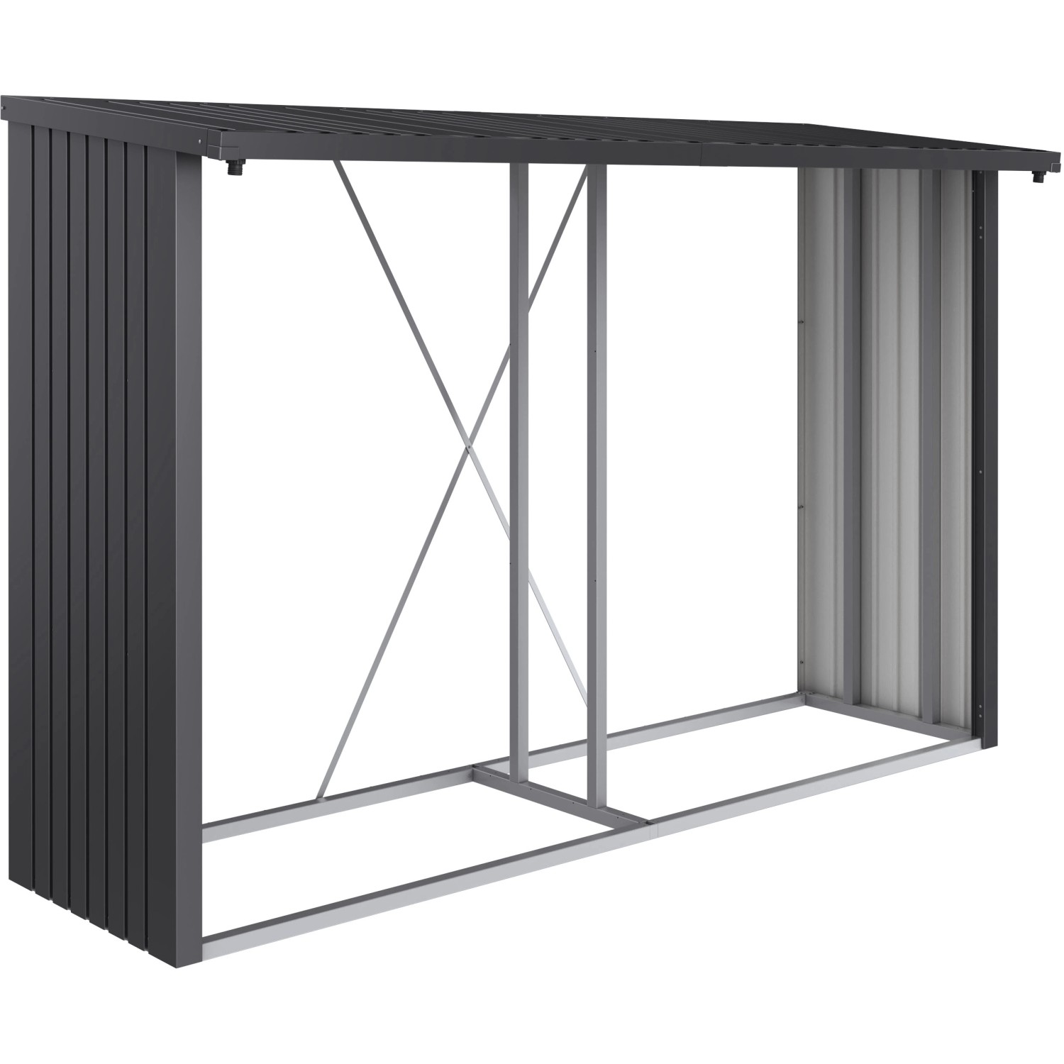 Biohort Kaminholzregal Woodstock 300 Dunkelgrau-Metallic 199 cm x 286 cm x 70 cm