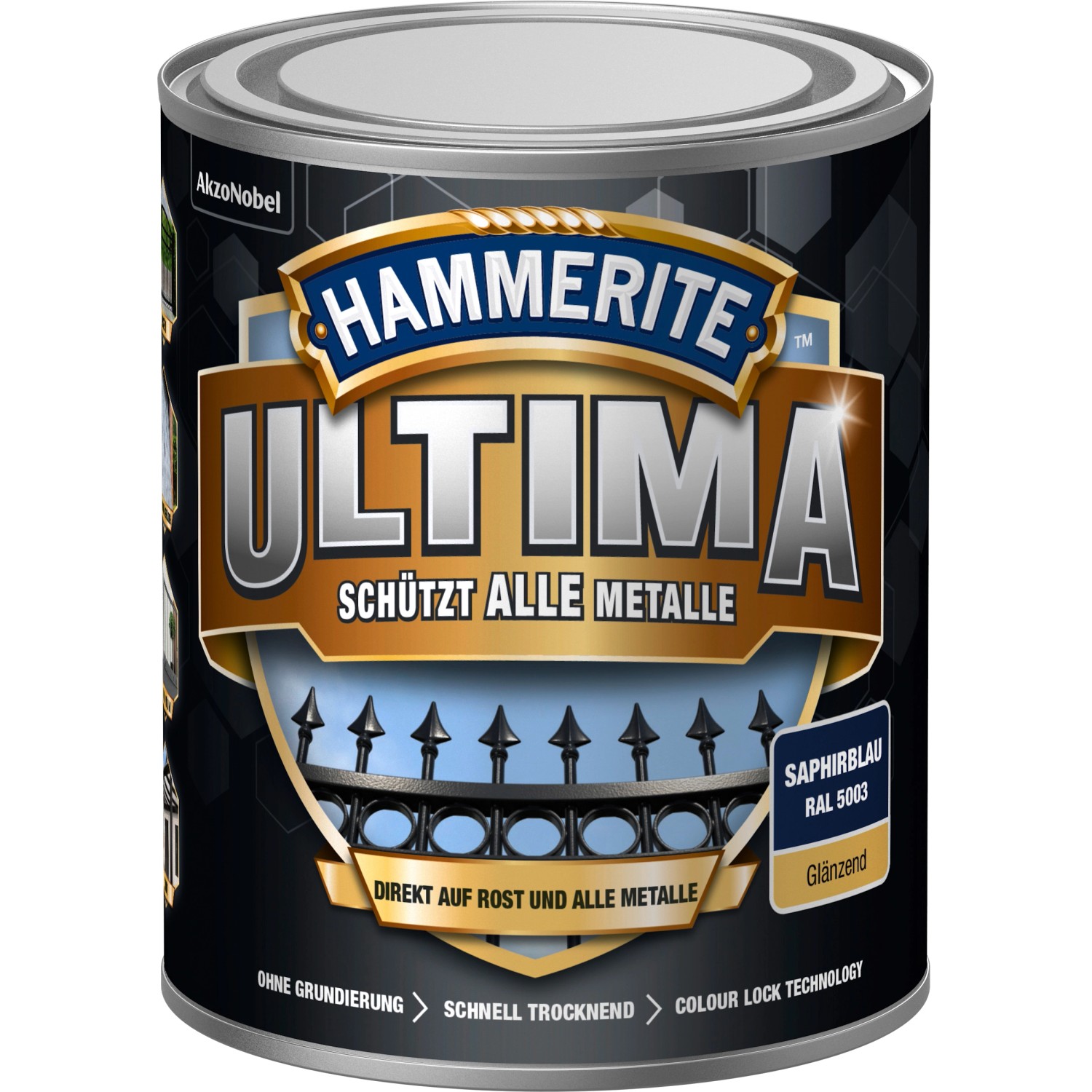 Hammerite Ultima Premium Metall-Schutzlack glänzend Saphirblau 750 ml