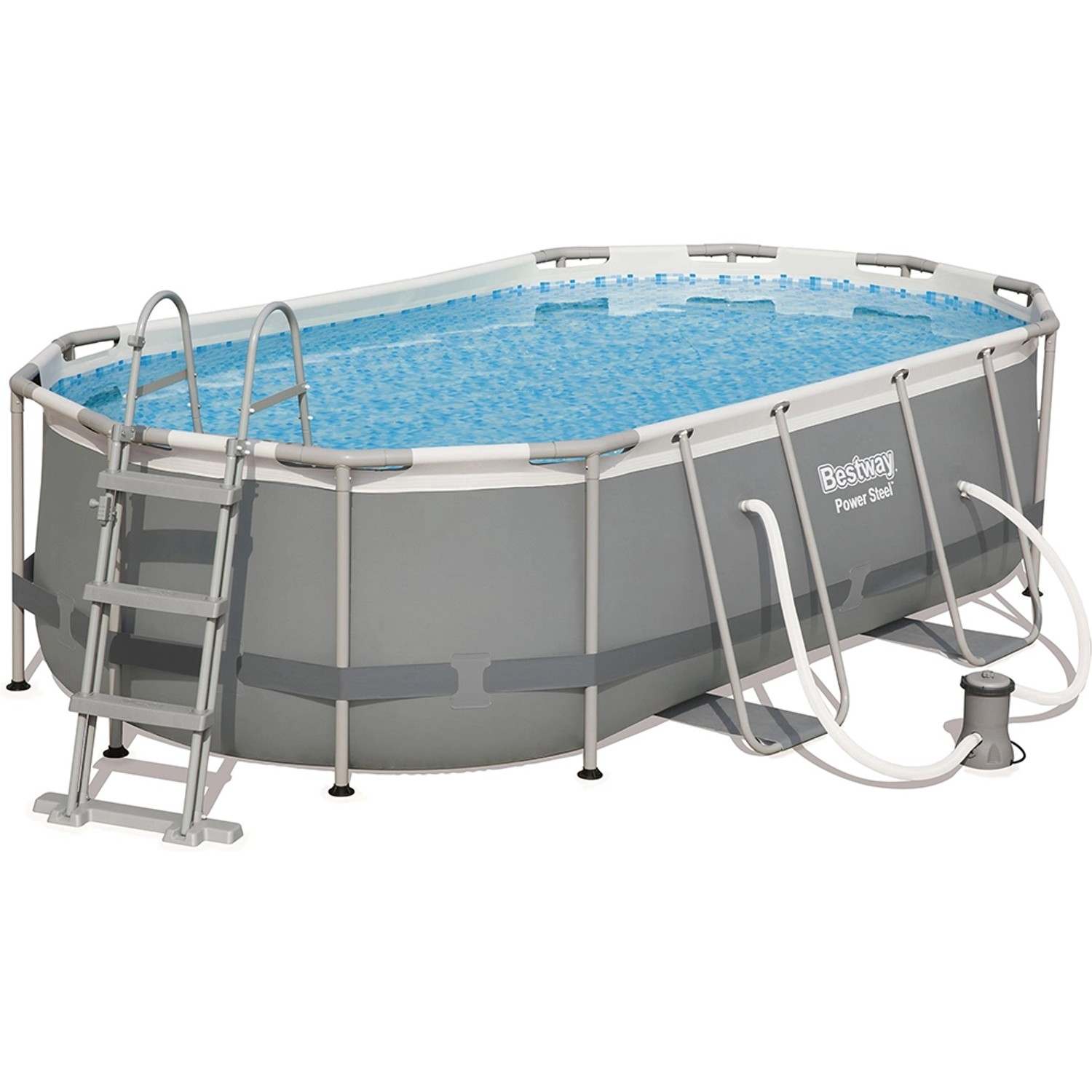 Bestway Stahlrahmenpool-Set Power Steel 427 cm x 250 cm x 100 cm Oval
