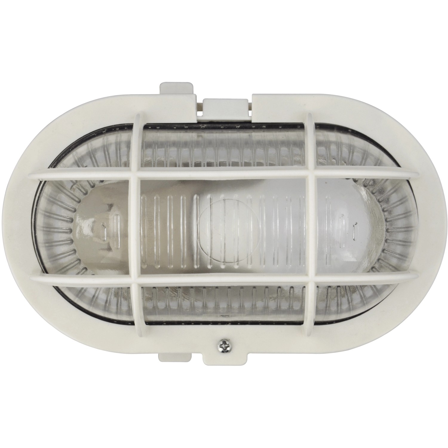 e2 elektro LED-Ovalleuchte mit Kunststoffkorb Weiß 18,5 cm x 12,5 cm x 11 cm