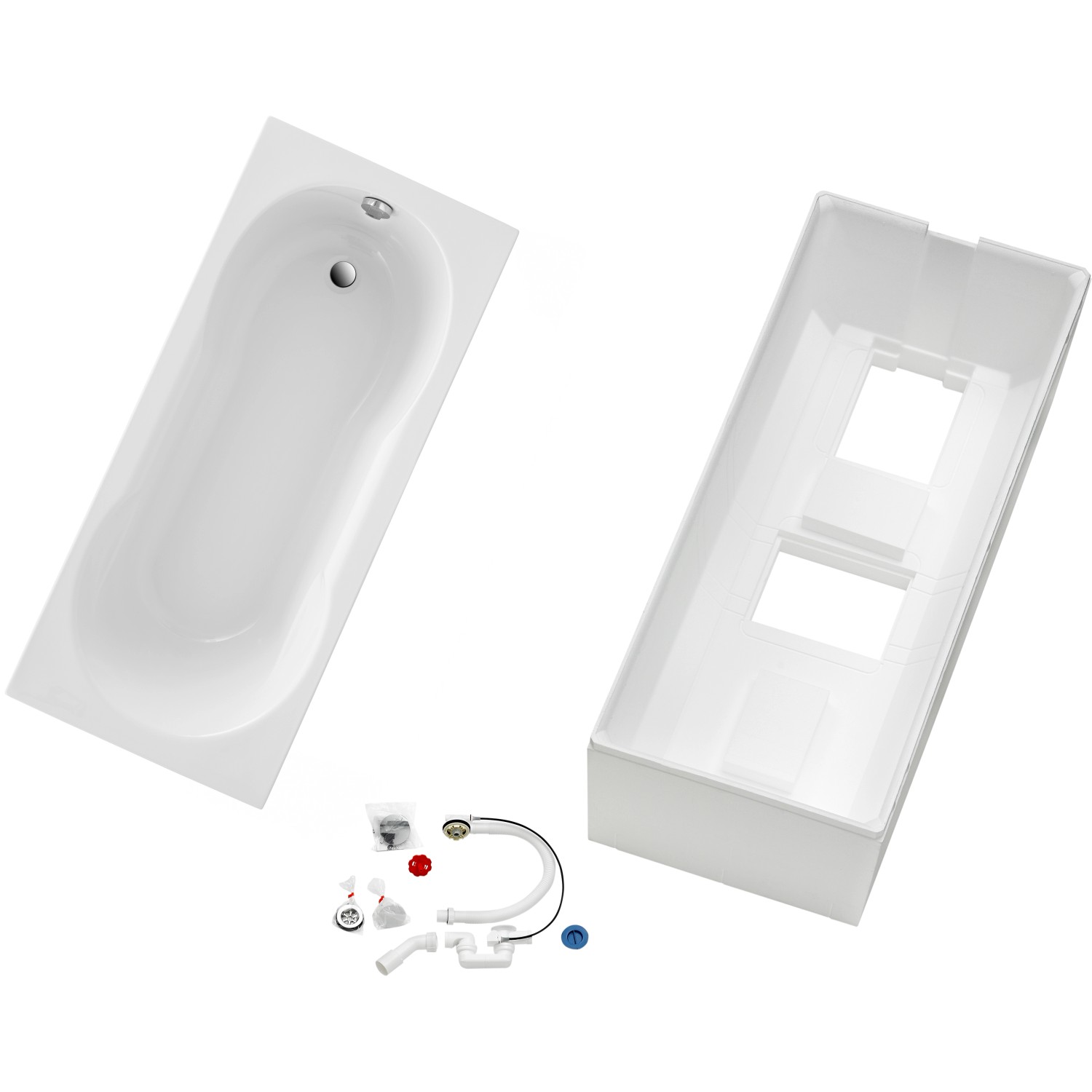 Ottofond Badewanne Nixe 170 cm inkl. Wannenträger und Ablaufgarnitur Chrom Weiß