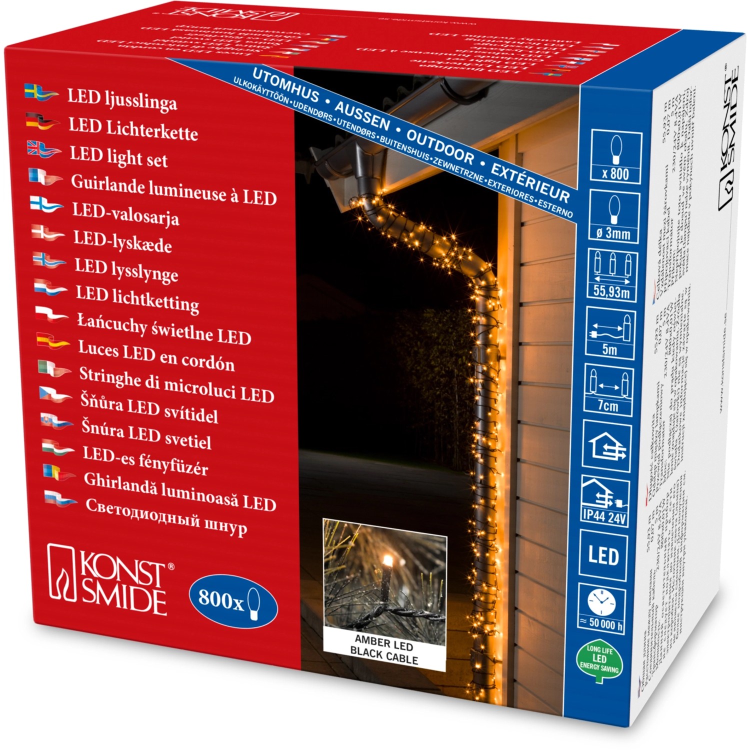 Konstsmide Micro LED Lichterkette 800 bernsteinfarbene Dioden