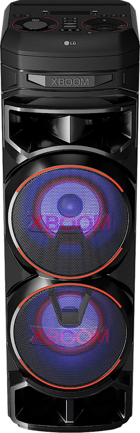 LG Party-Lautsprecher 'XBOOM RNC9' Stereo (Bluetooth App-Steuerung Beleuchtungseffekte DJ-Funktionen Karaoke-fähig Lautstärkeregelung MULTIPAIR Mikrofon RDS Tuner Sleep Timer USB-Wiedergabe Uhrzeitanzeige )