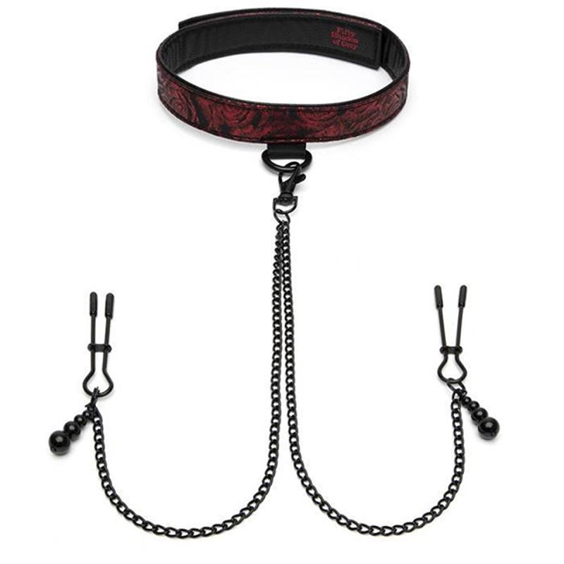 Fifty Shades of Grey – Sweet Anticipation Halsband mit Brustklemmen – Rot