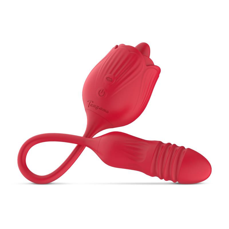 Teazers – Rose Stoßender Dildo Vibrator – Rot