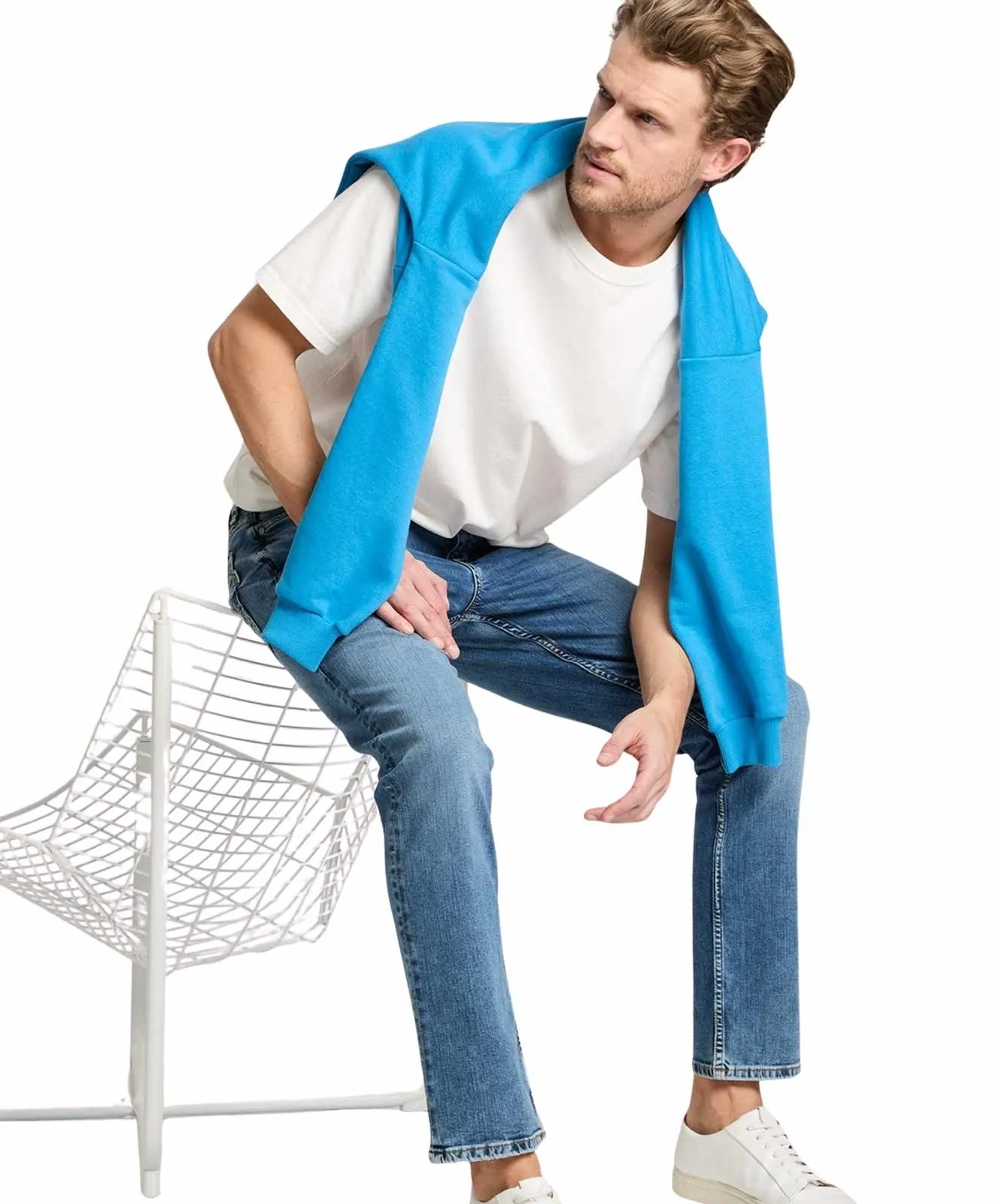 Cross Straight Jeans Dylan in Mid Blue Used