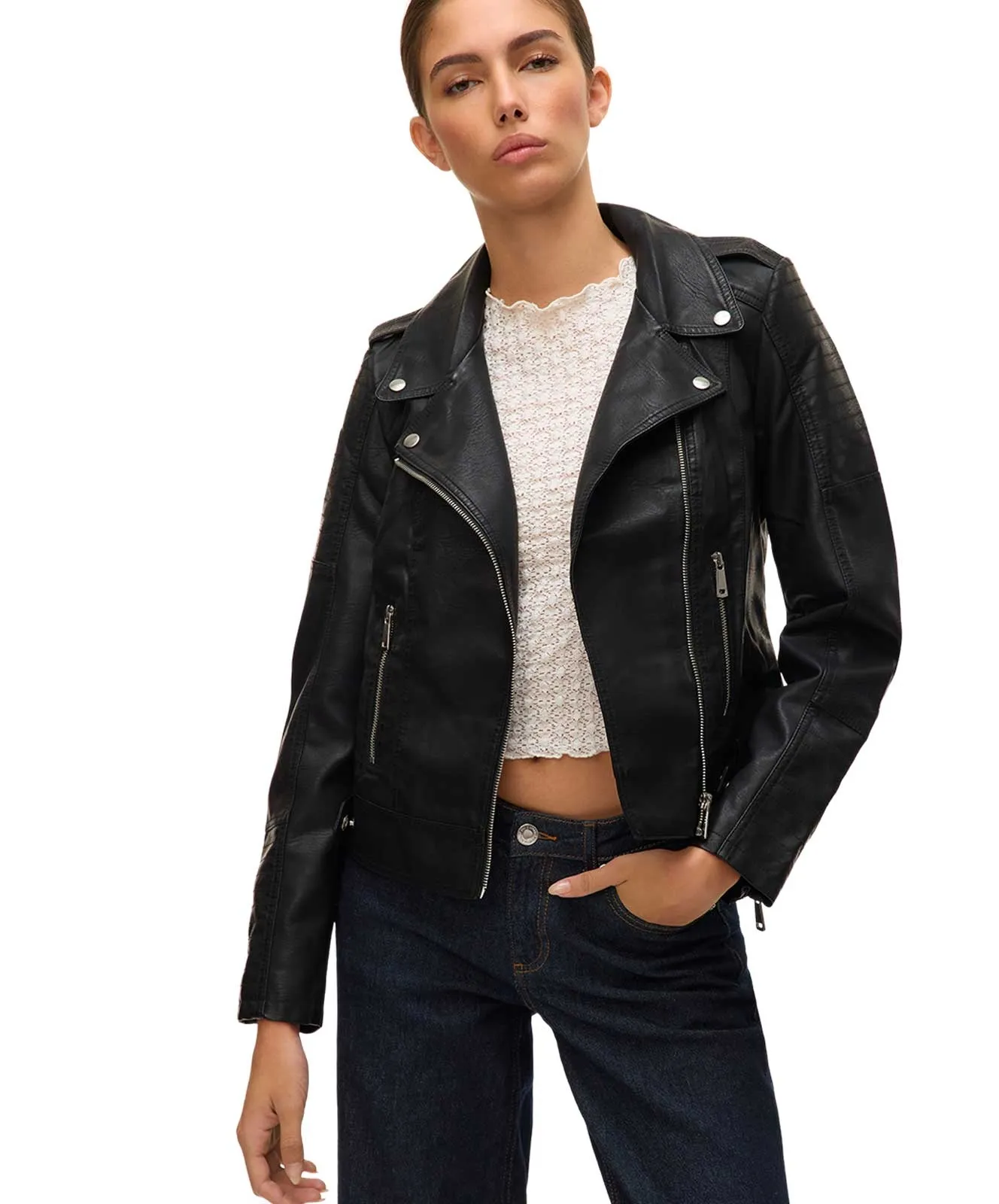 Vero Moda Lederjacke Kerriultra in Black
