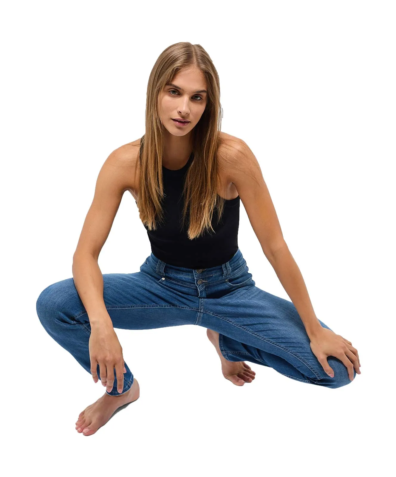 Angels Ankle Jeans Skinny Button in Mid Blue Used