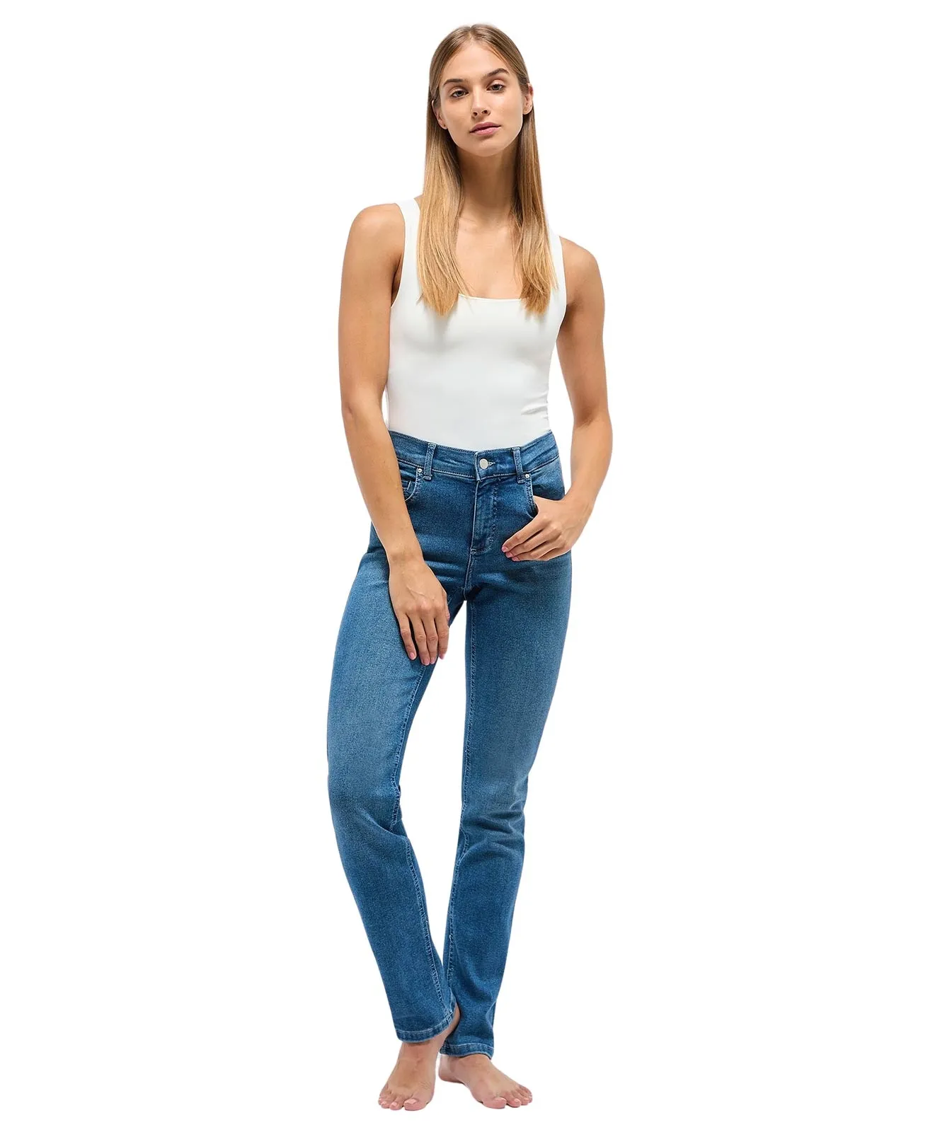 Angels Straight Jeans Cici in Mid Blue Used