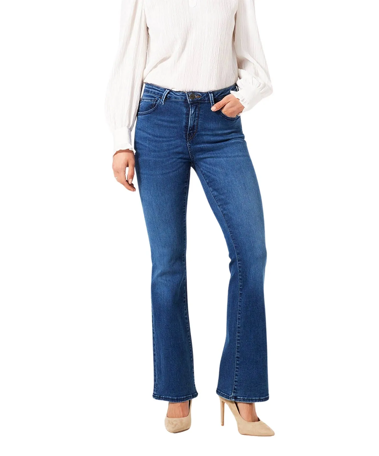 Garcia Jeans Flared Celia 245 in Mittelblau mit hoher Taille