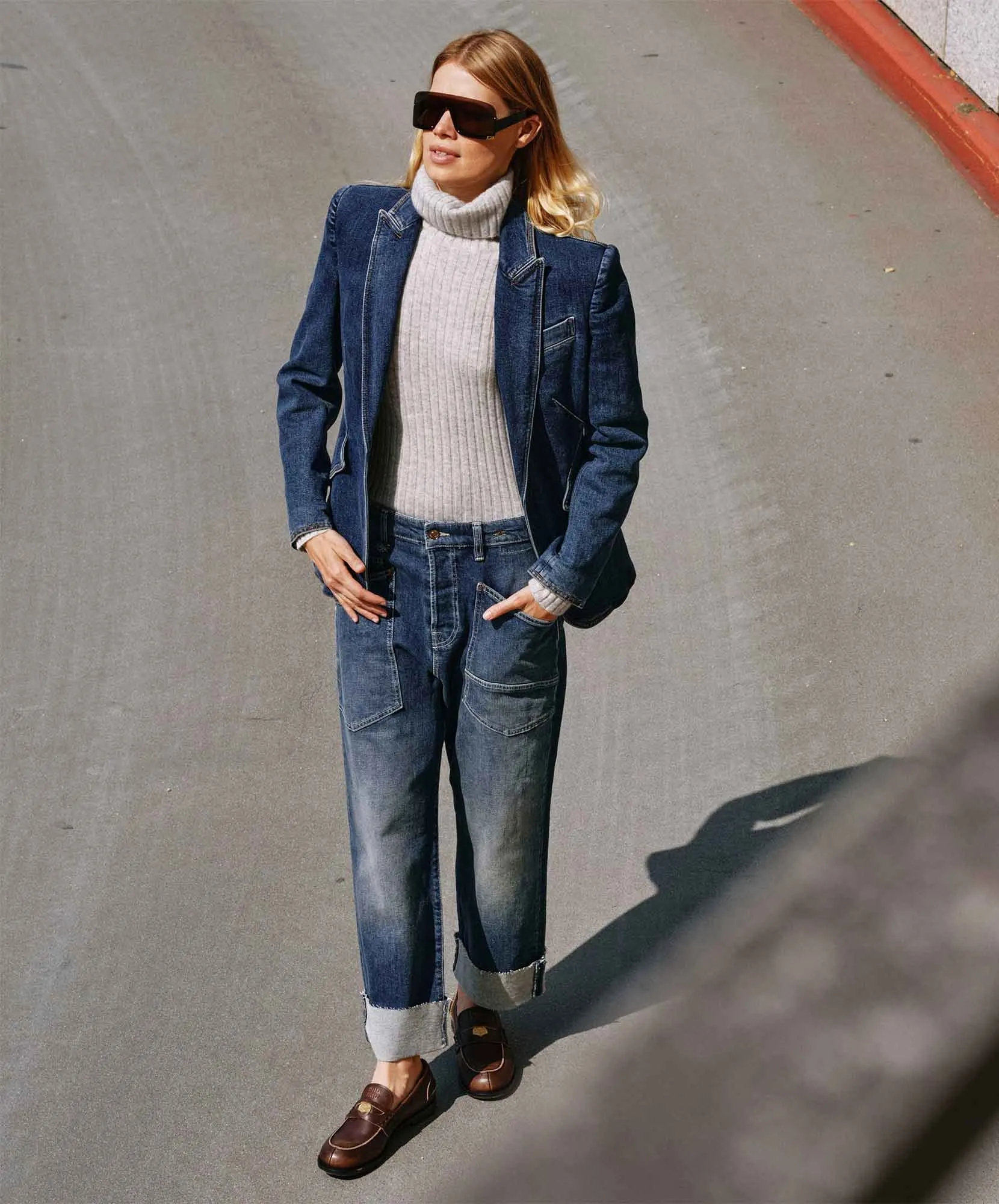 MAC Straight Jeans Baggy Straight in Mid Blue Commercial Authentic