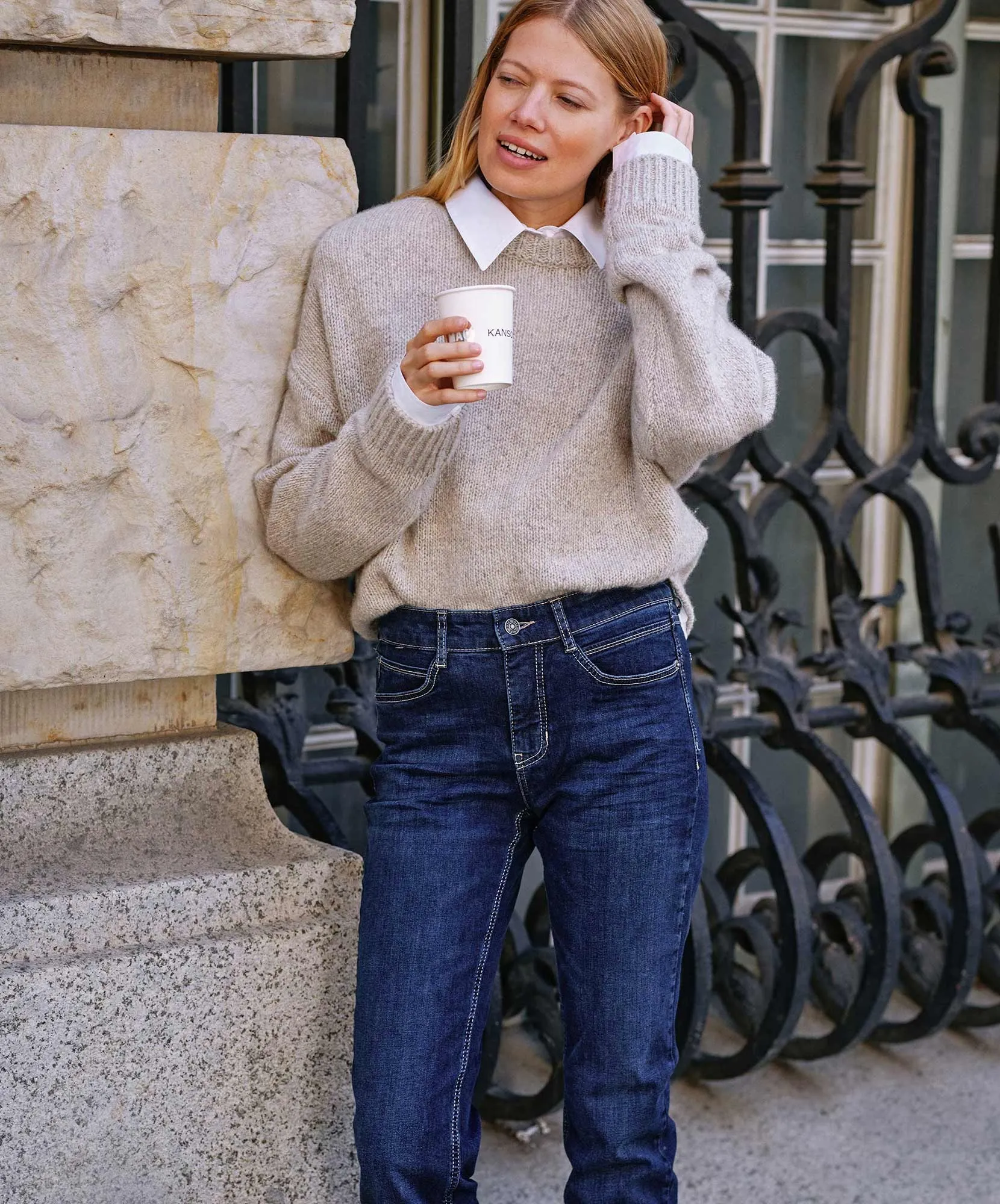 MAC Slim Fit Jeans Angela in New Basic Denim