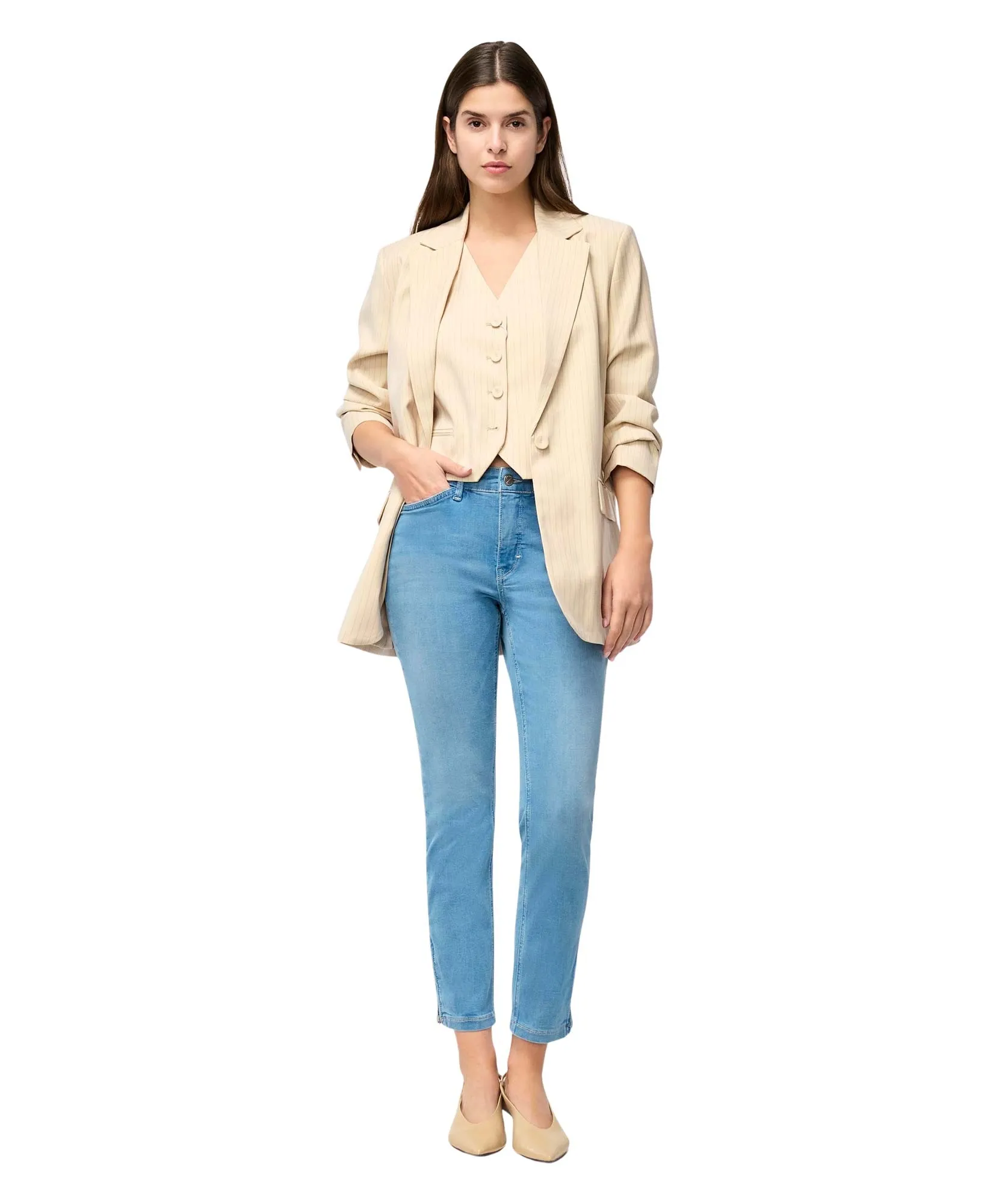MAC Ankle Jeans Dream Chic in Classy Grey Blue Wash