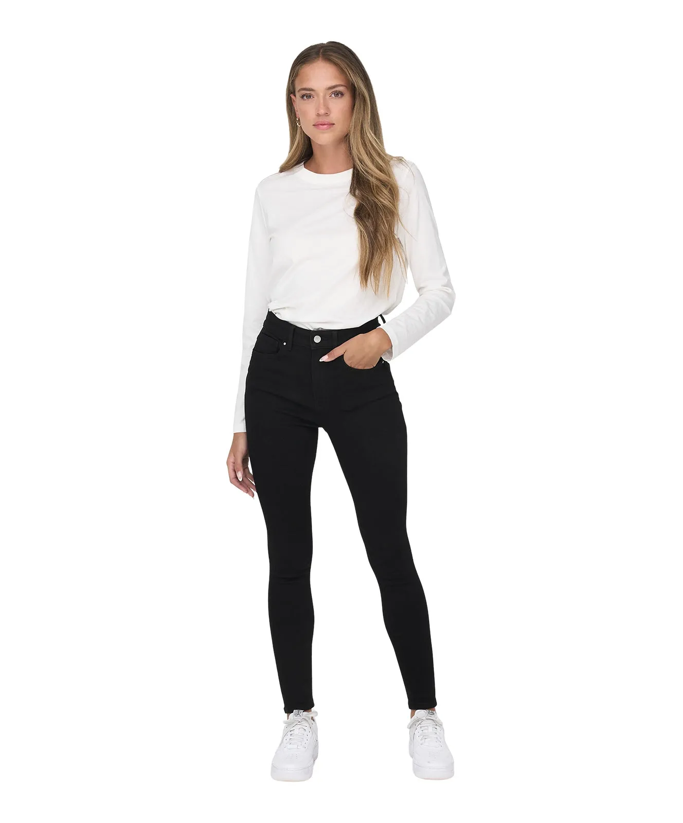 Only High Waisted Jeans Mila in Black