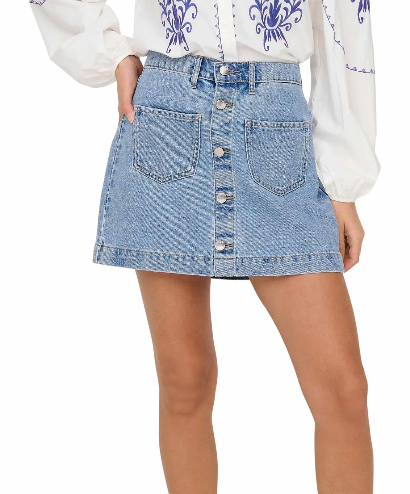 ONLY Jeansrock Amazing in Stone-Waschung mit Knopfleiste