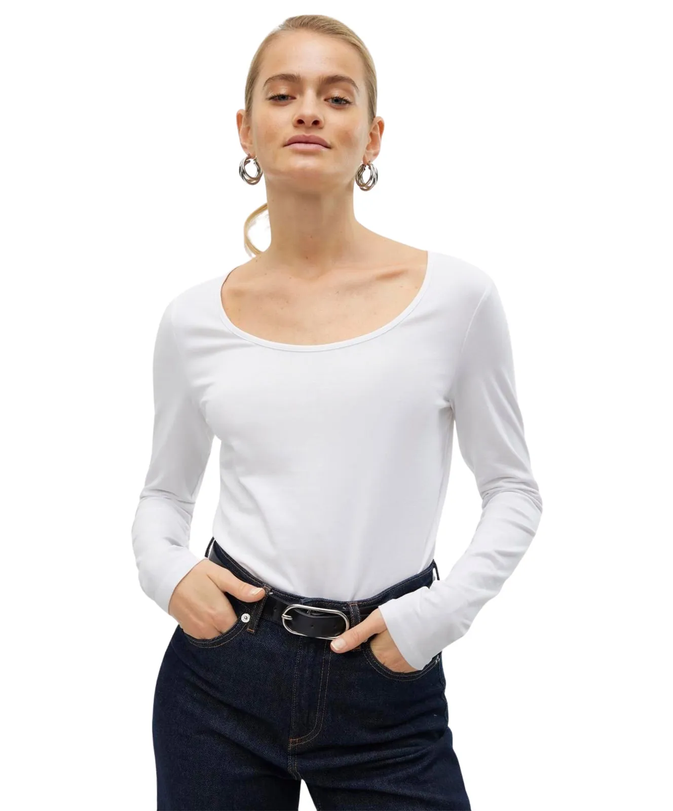 Vero Moda Langarmshirt Maxi My Soft in Bright White