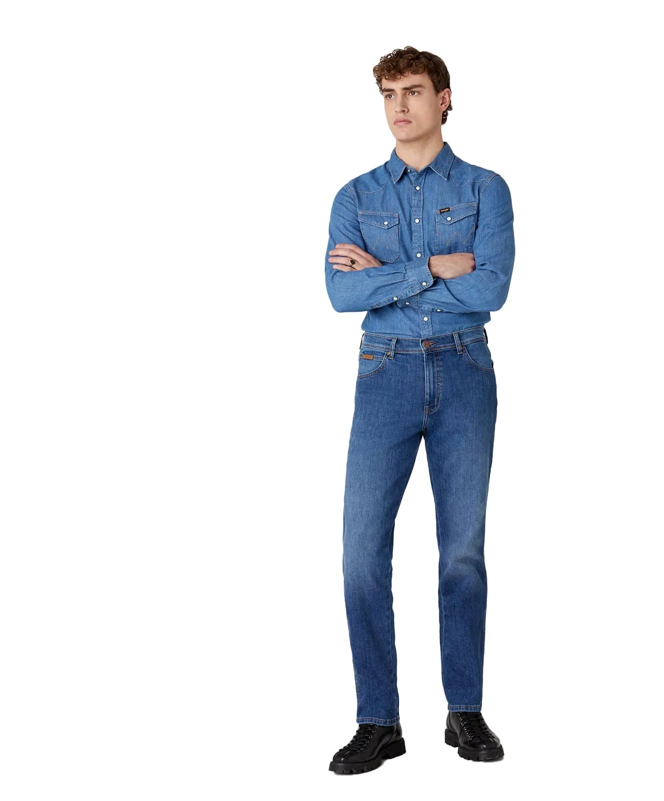 Wrangler Jeanshemd Western Shirt in Mid Stone