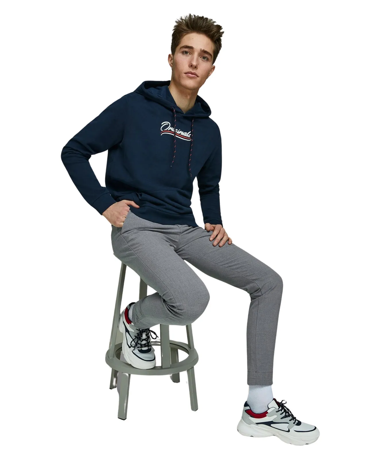 Jack & Jones Chino Hose Marco Connor in Grey Melange