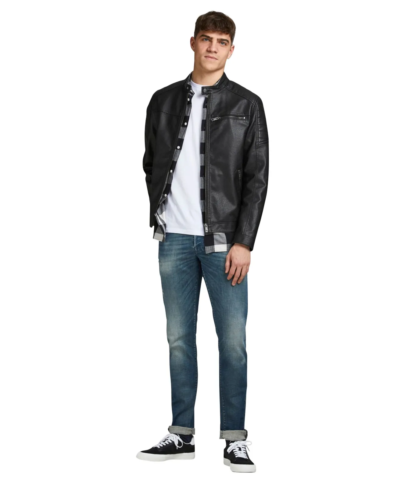 Jack & Jones Lederjacke Rocky in Black