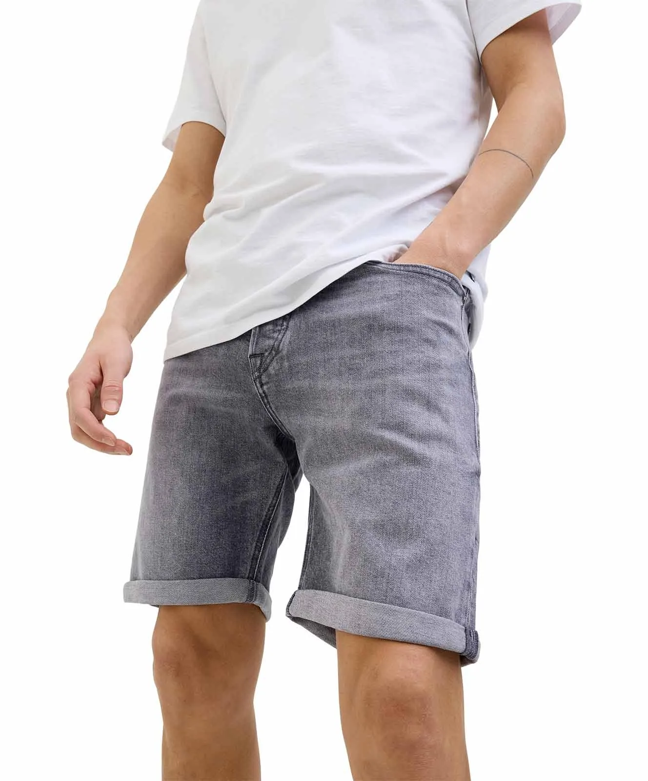 Jack & Jones Jeans Shorts Rick Original in Grey Denim