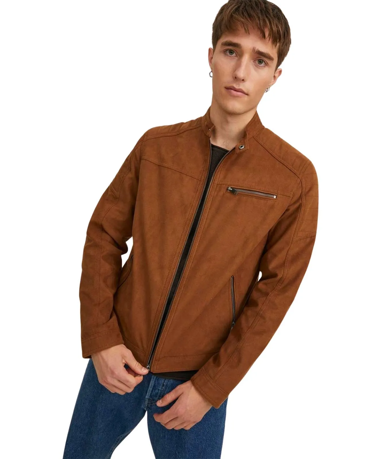 Jack & Jones Lederjacke Rocky in Cognac