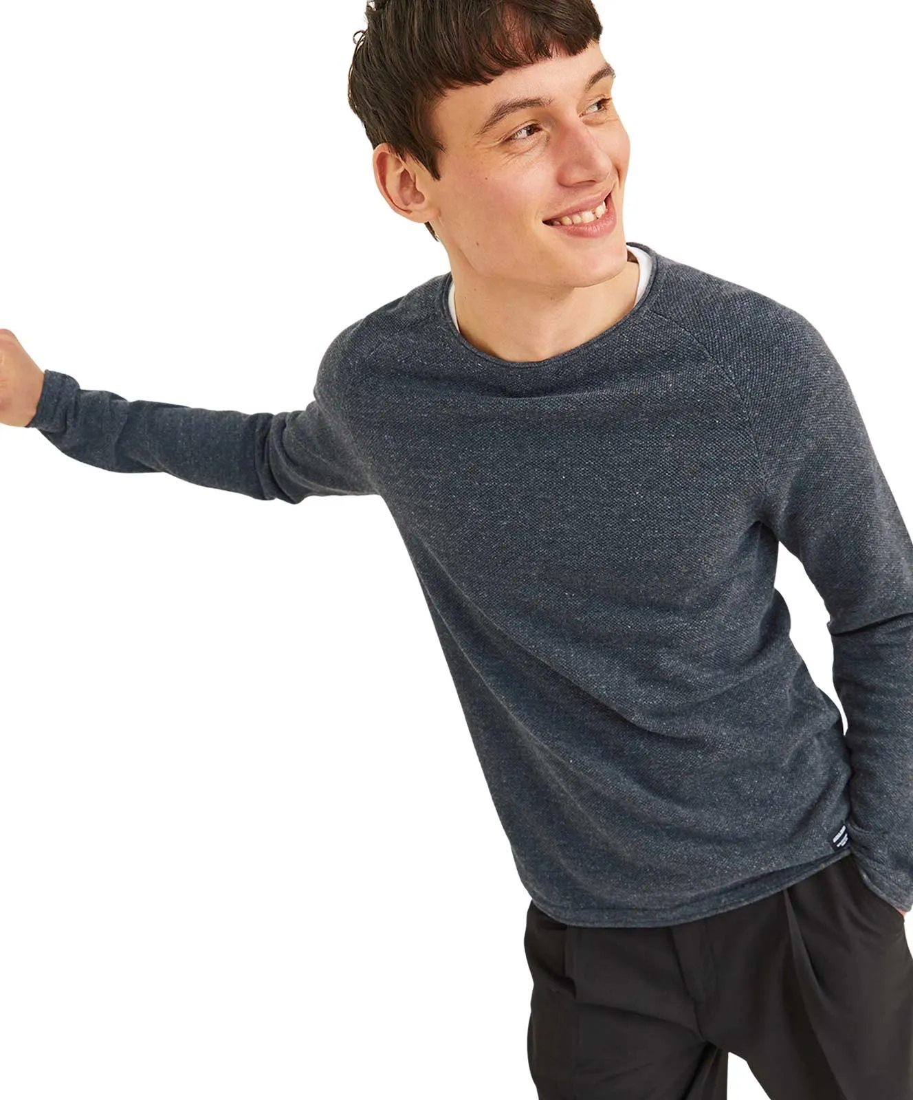 Jack & Jones Strickpullover Hill Knit Crew Neck in Dark Grey Melange