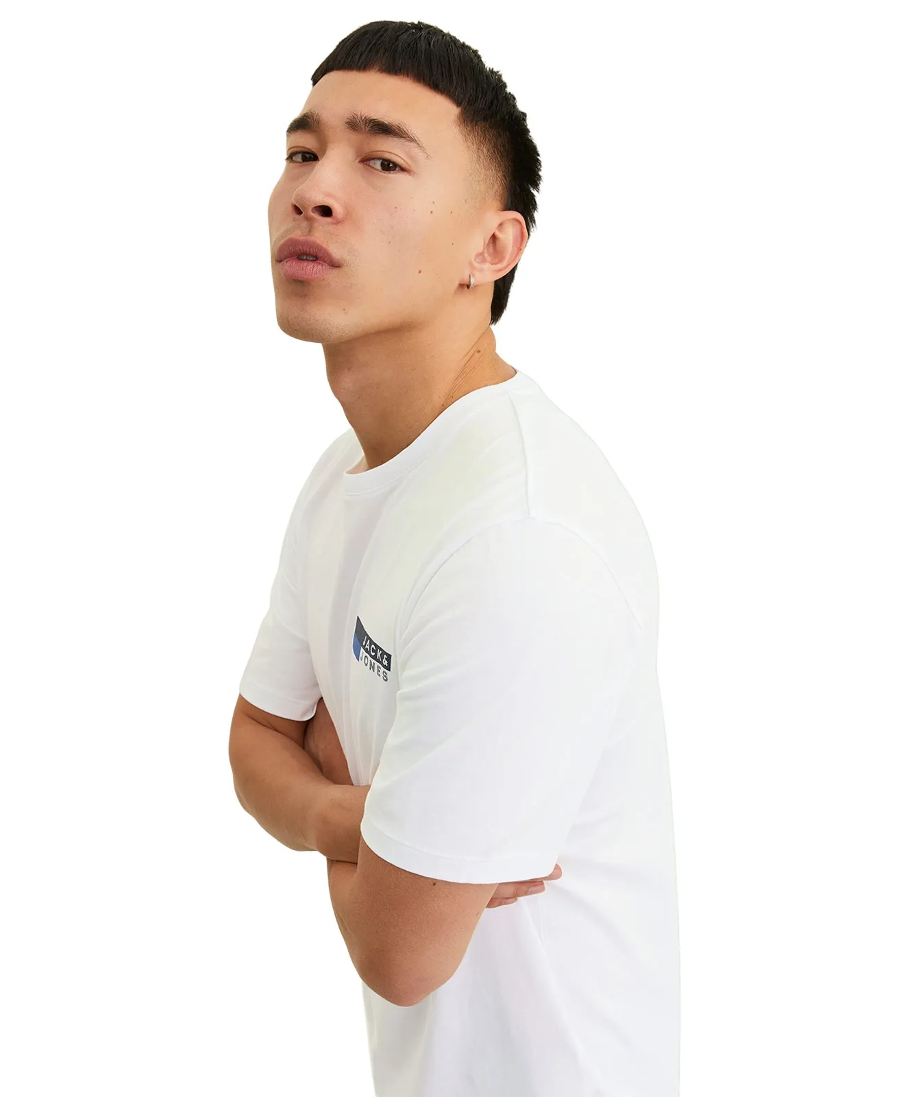 Jack & Jones T-Shirt Corp Logo Tee in White P4 Small Print