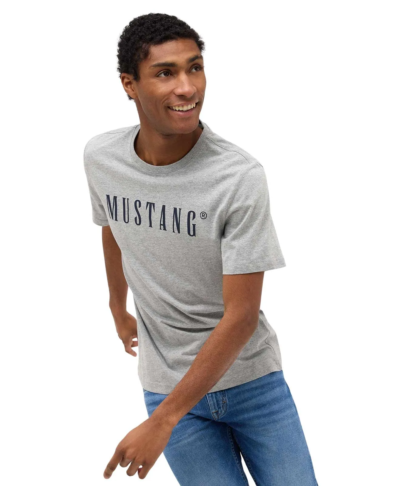 Mustang Logoshirt Austin in Mid Grey Melange