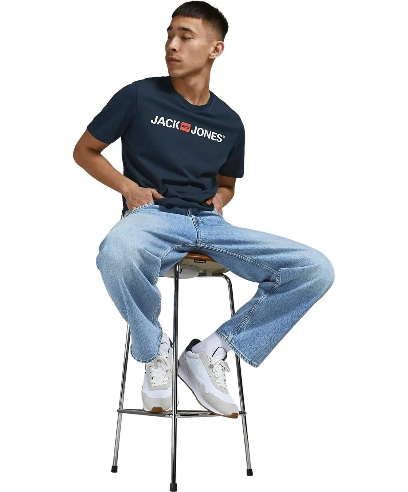 Jack & Jones Logoshirt Corp Logo Tee in Navy Blazer