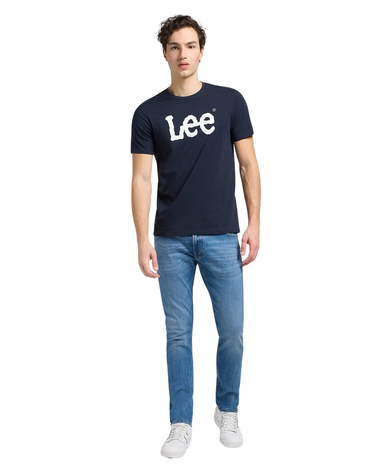 Lee Logoshirt Wobbly Logo Tee in Navy Drop