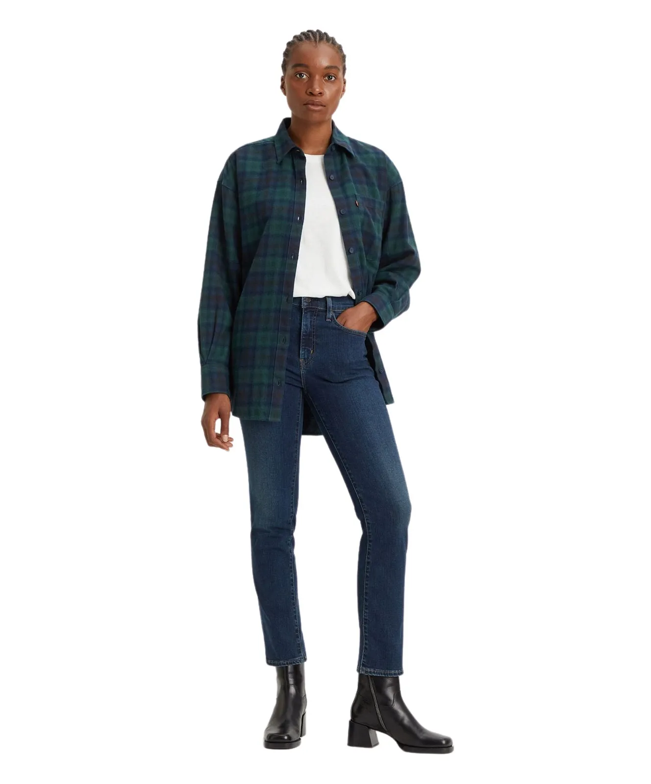 Levis Mom Jeans 724 High-Waisted Straight in Blue Swell