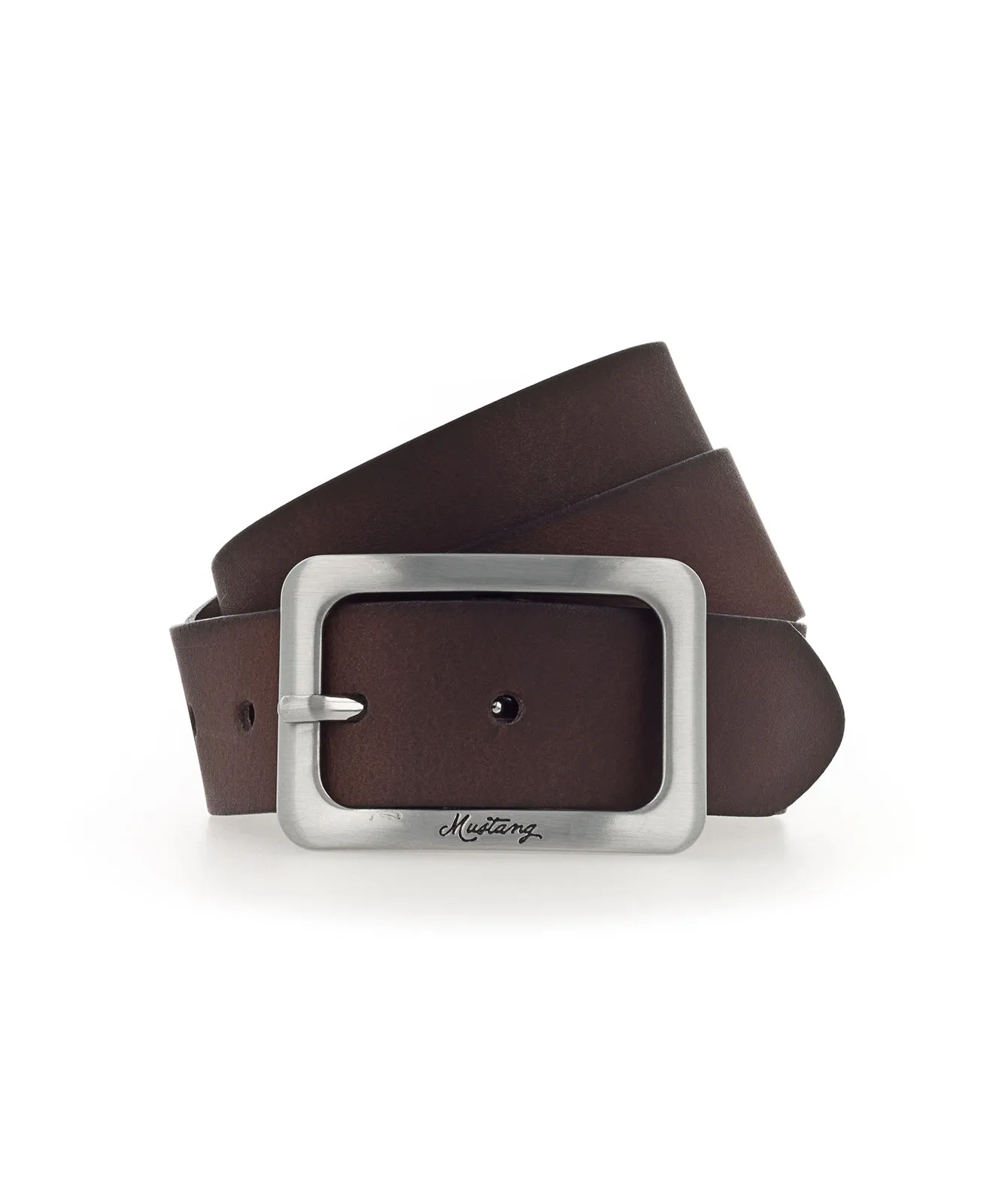 Mustang Hüftgürtel 35 Mm Ledergürtel Mit Schließe in Dunkelbraun
