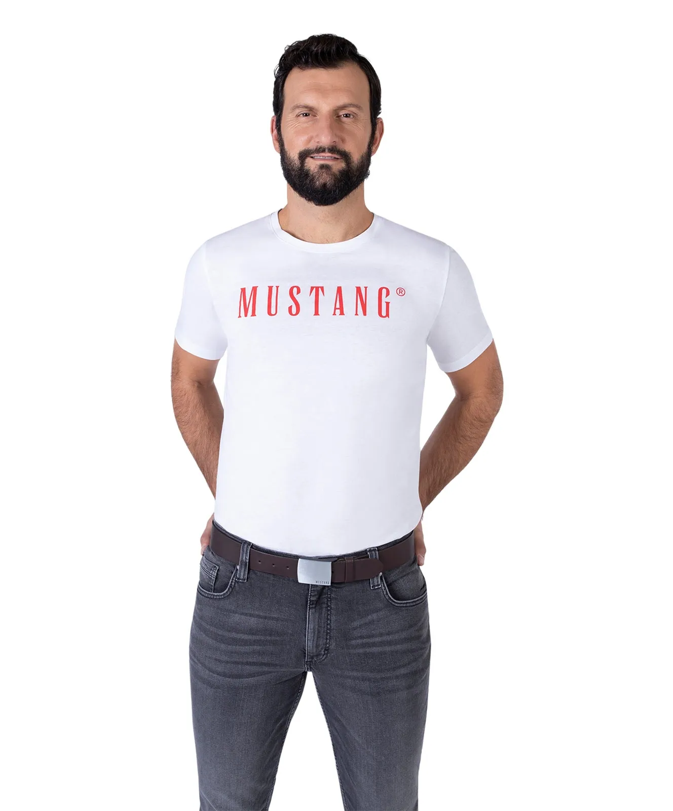 Mustang Koppelgürtel 40 Mm Ledergürtel Mit Schließe in Dunkelbraun