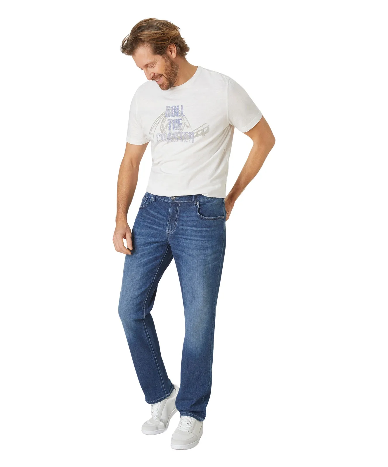 Paddocks Tapered Jeans Ben in Medium Blue Stone Used Moustache