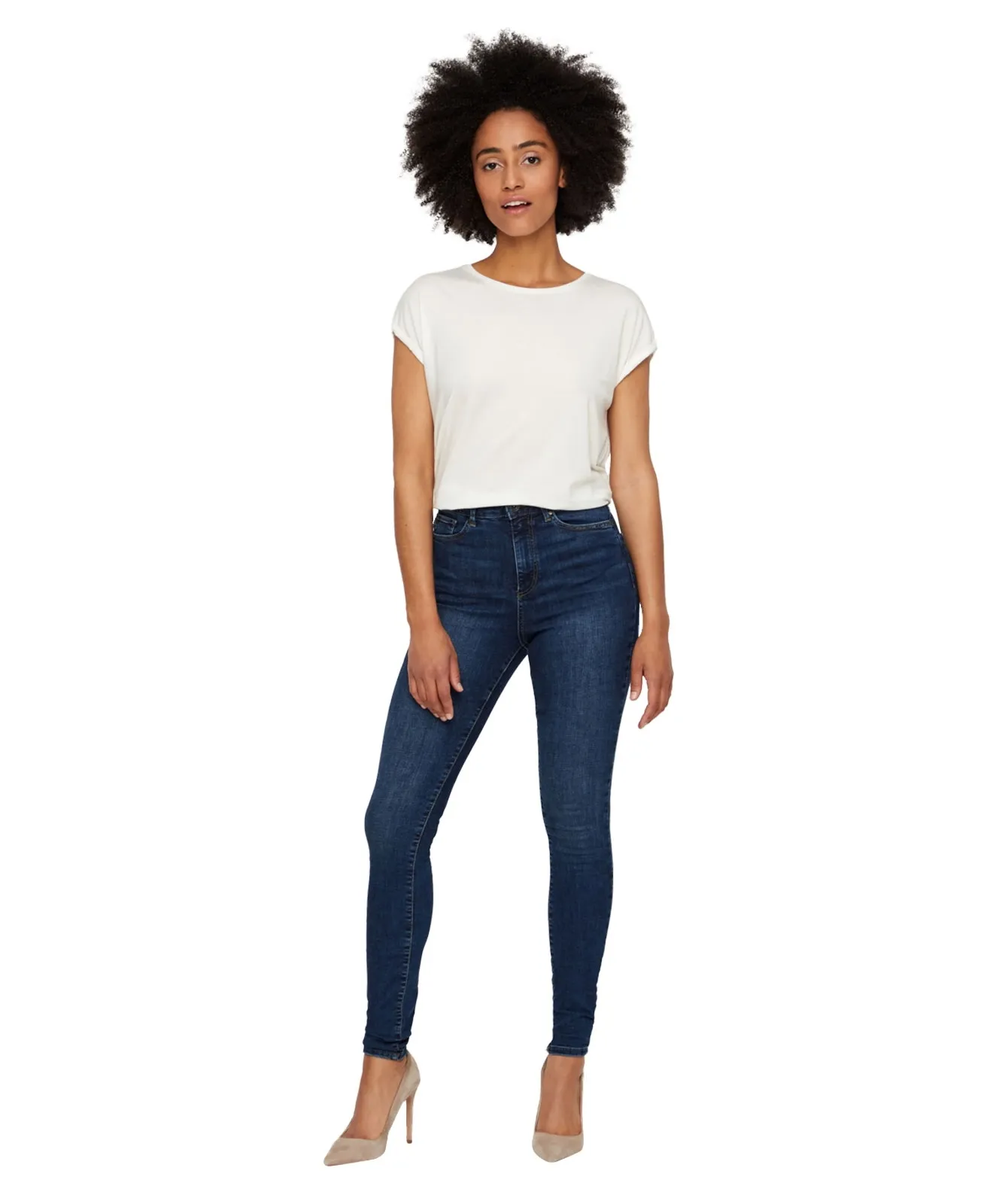 Vero Moda High Waisted Jeans Sophia in Medium Blue Denim