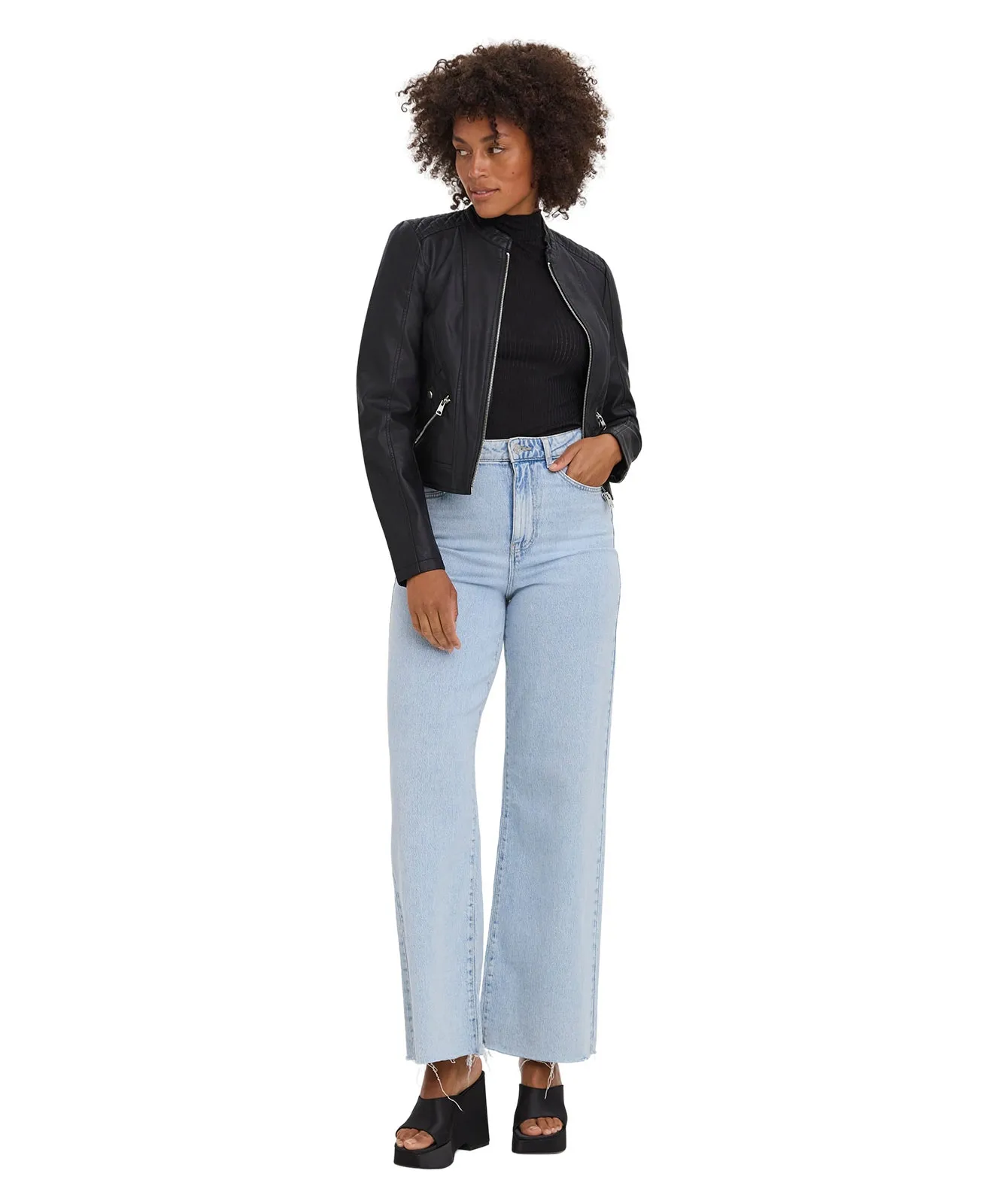 Vero Moda Lederjacke Khloefavo in Black