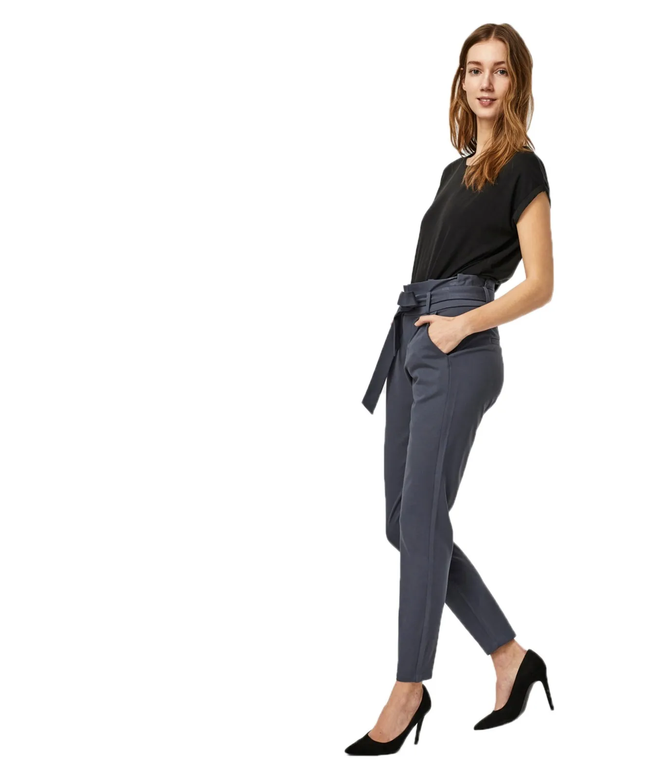 Vero Moda Hose Loose Fit Paperbag Eva in Ombre Blue