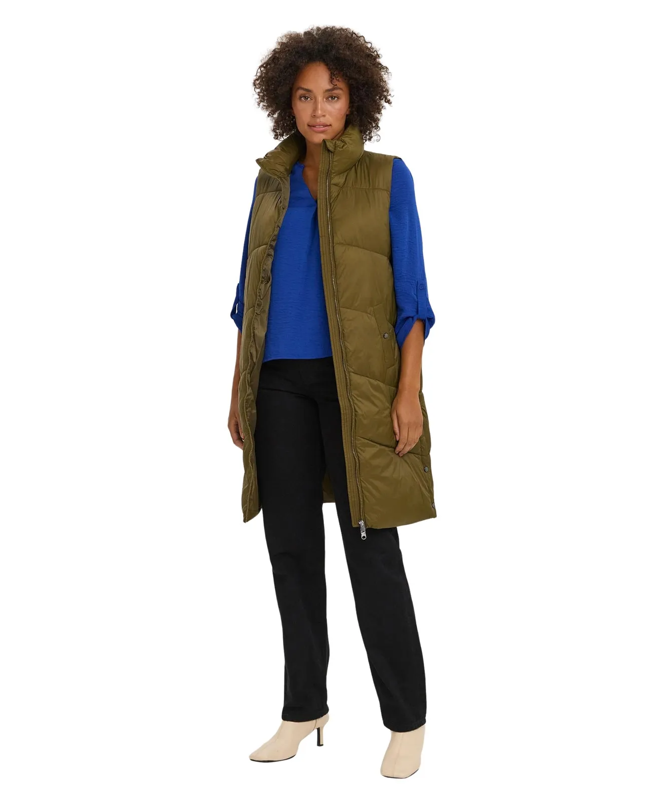 Vero Moda Weste Uppsala in Langer Form in Oliv