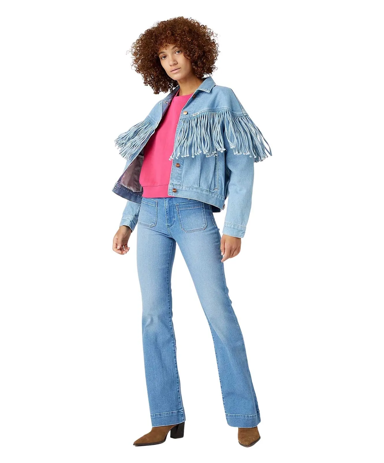 Wrangler Flare Jeans mit High Waist in Hellblau