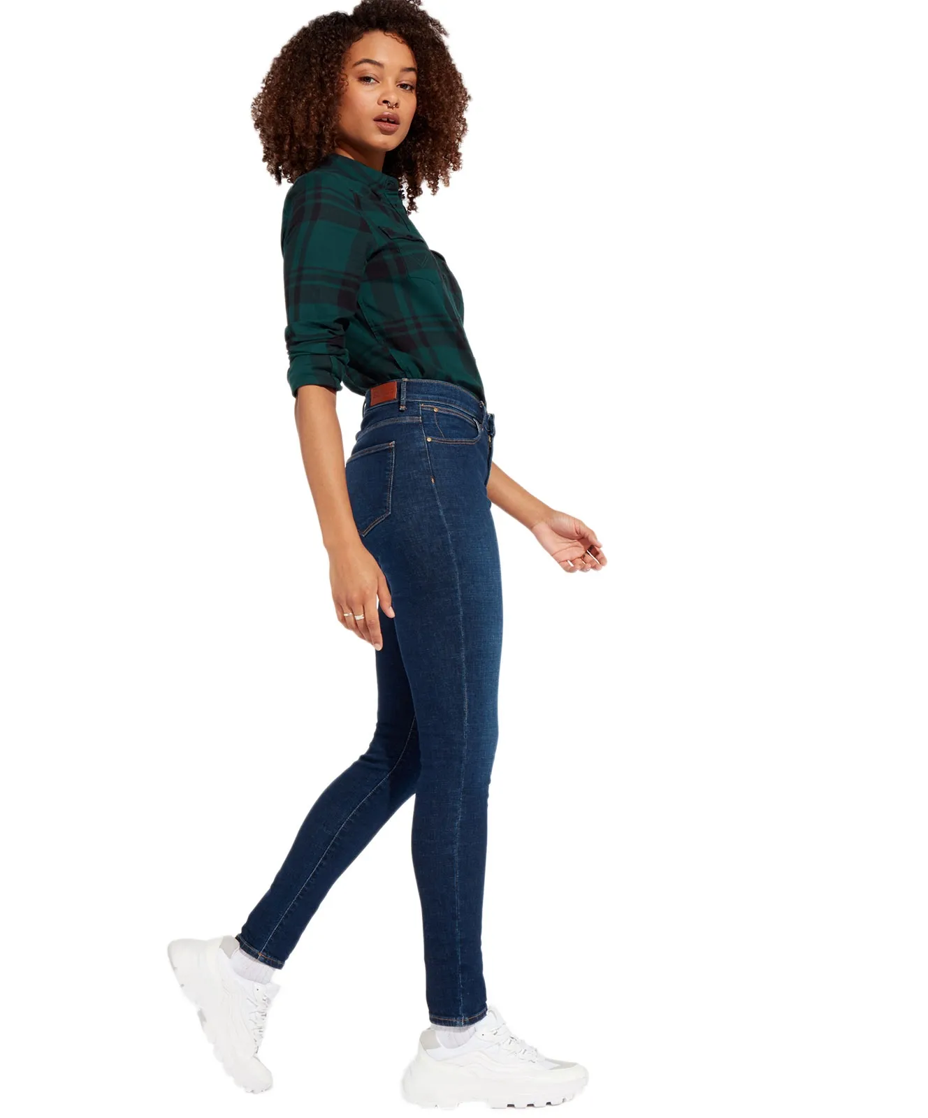 Wrangler High Waisted Jeans High Rise Skinny in Night Blue