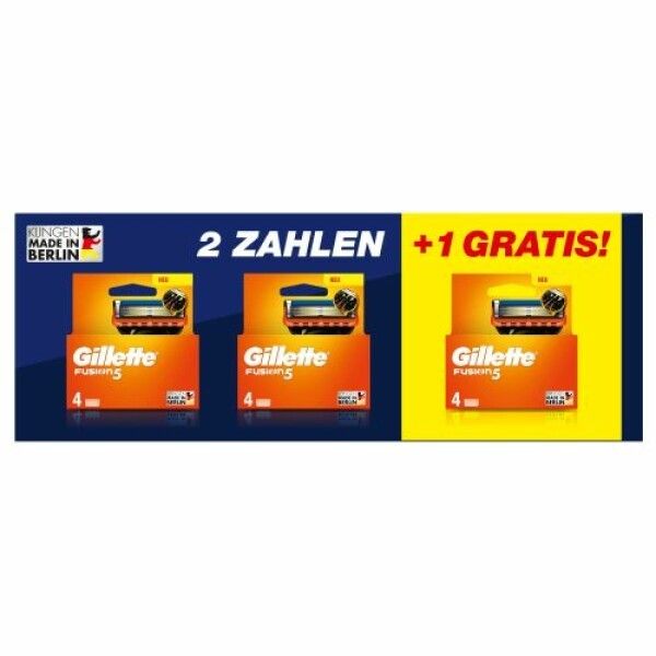Gillette Fusion5 Ersatzklingen für Männer, Gillette 3 x 4 Rasierklingen Bundle