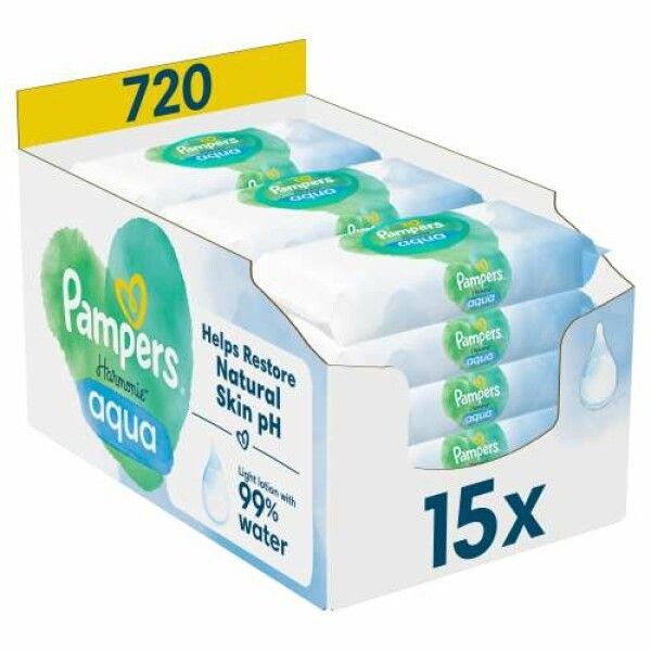 Pampers Harmonie Aqua Feuchttücher (15 x 48 Stück)