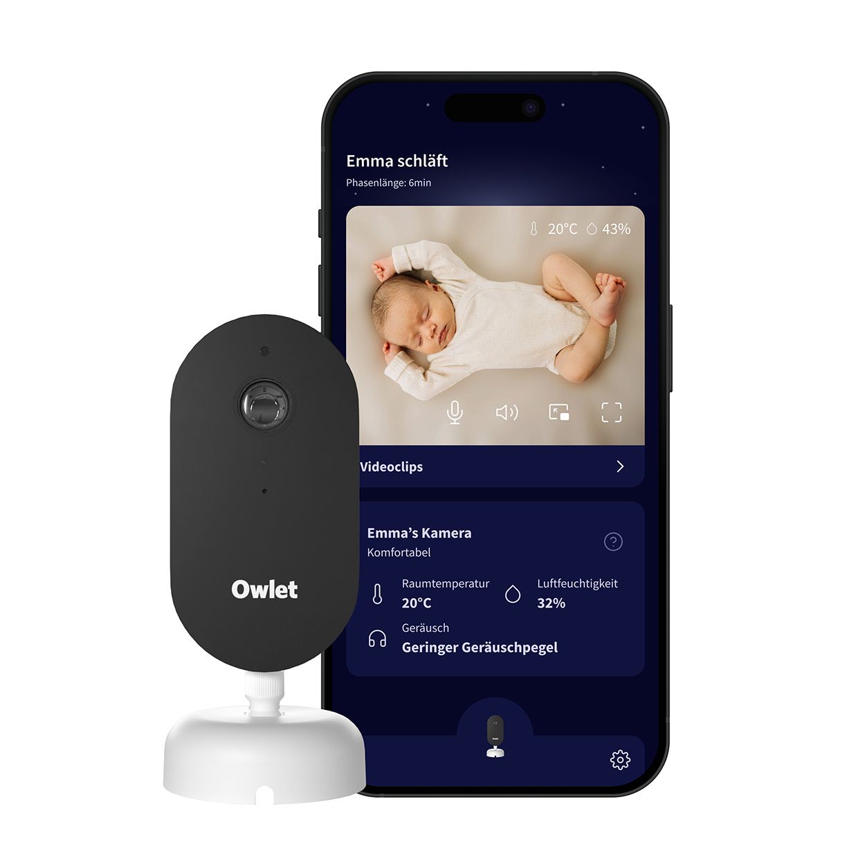 Owlet Dream Sight – Babyphone mit 2K HD Kamera, Nachtsicht, Wlan, 2-Wege-Audio,Dream Sock kompatibel