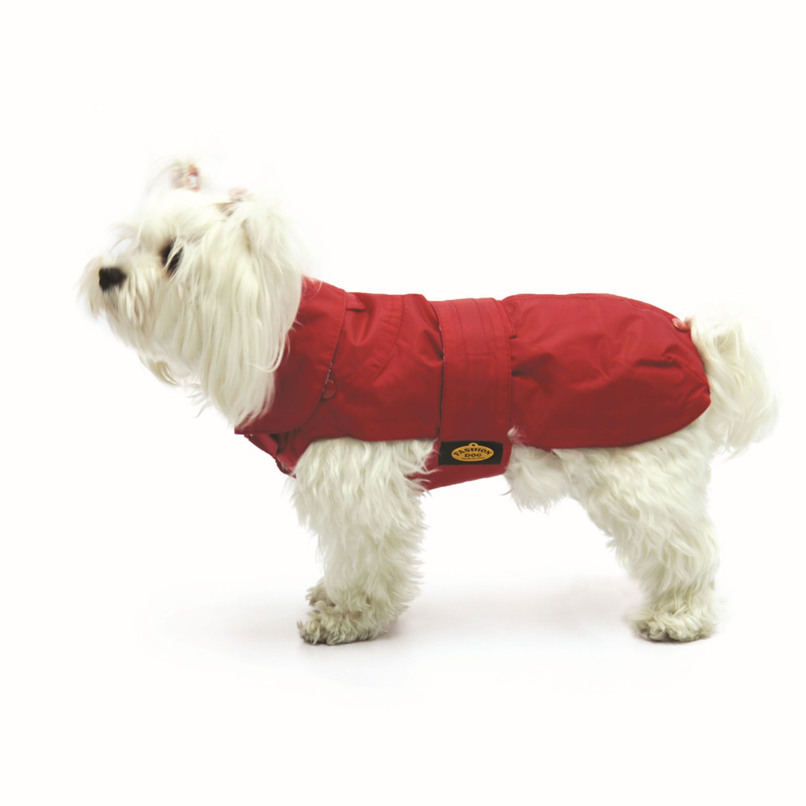 Fashion Dog Hundemantel mit Kunstpelz-Futter - Rot - 100 cm