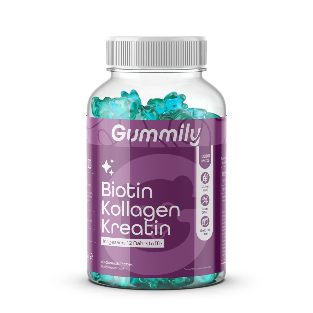 Gummily® Kollagen Kreatin Biotin Gummibärchen - Hochdosiert für Harre, Haut & Nägel