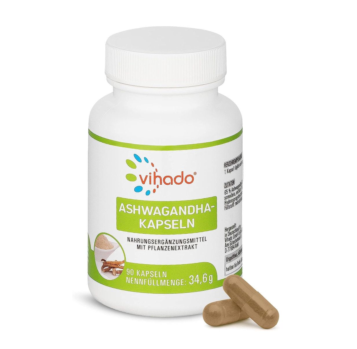 Vihado Ashwagandha Kapseln – vegane Kapseln mit Ashwagandha Extrakt